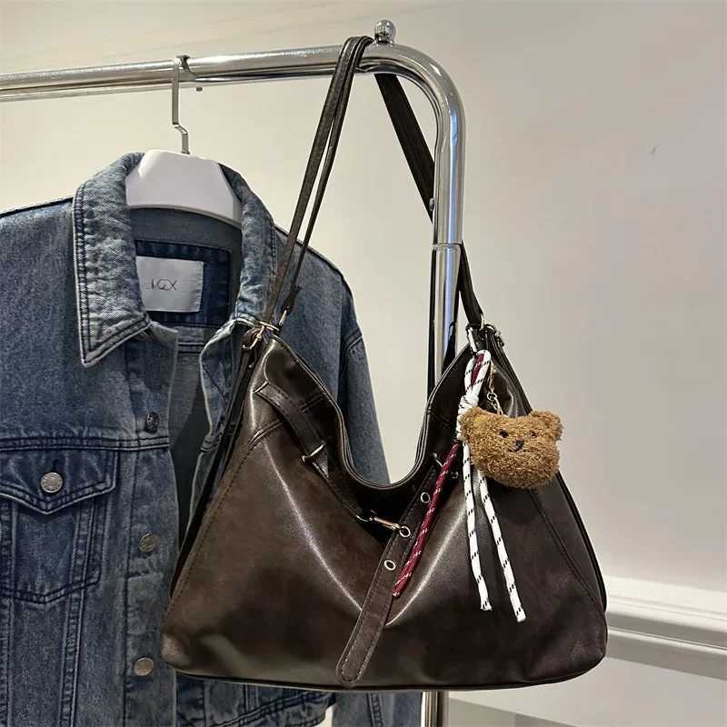 Large Capacity Commuter Student Double Shoulder Tote Bag Mens Spring Summer Vintage Fi Crossbody Bag Backpack Y250718