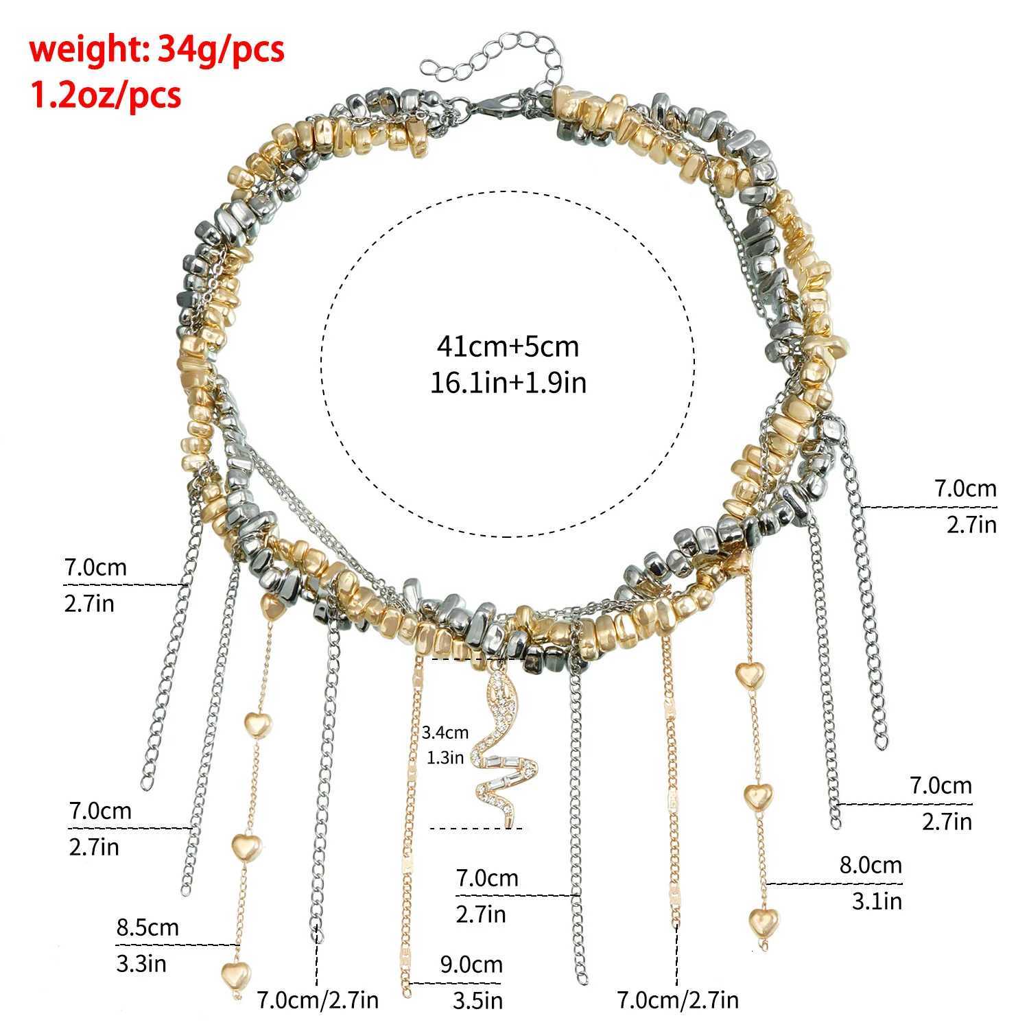 New Fashion Trend Accessories Irregular Hand-beaded Love Fringe Serpentine Pendant Mix Necklace Stainless Steel Jewelry W250718