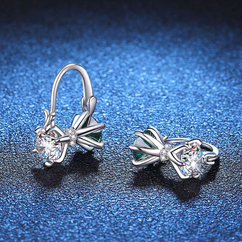 S Pure Sier Colorful Studs Unique Niche Design Moissanite Earrings 614