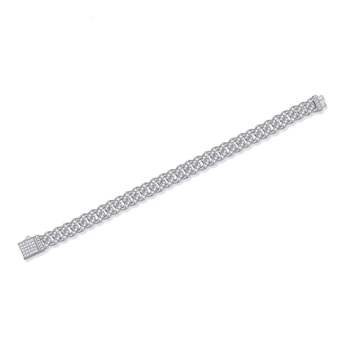 Moissanite Cuban Link Bracelet S925 Silver D Color VVS 18K Gold Plated Hip Hop Jewelry Rapper Style Certified Pass Tester
