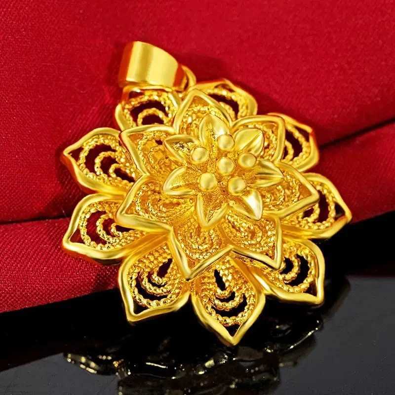 Best Selr 18K Gold AU750 Wens Water Wave Necklace Lotus Pendant Dainty Clavic Chain Party Daily Fashion Gift Jewelry W250718