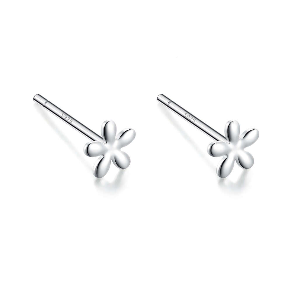S Pure Sier Mini Petal Forest Style Simple Earrings 2024 New High-end Personality Ear Jewelry