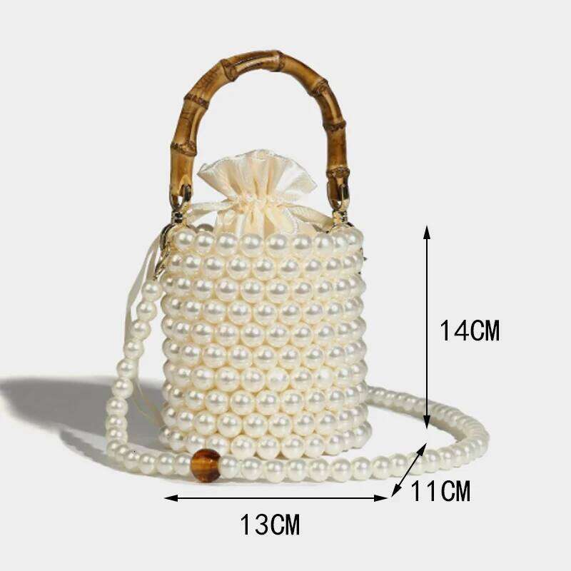 Bead Design Bucket Women's 2025 New Pearl Chain Bamboo Section Handbag Shoulder Crossbody Bag