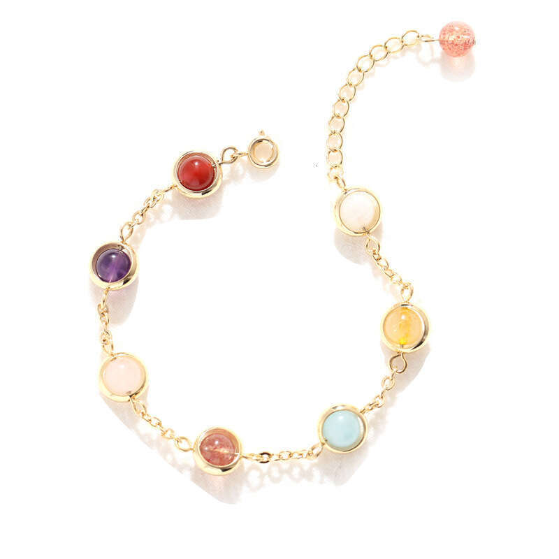New Designer Jewelry Colorful Strawberry Crystal For Women Lucky Moonstone Qixi Handmade Multi-gemstone Bracelet Gift
