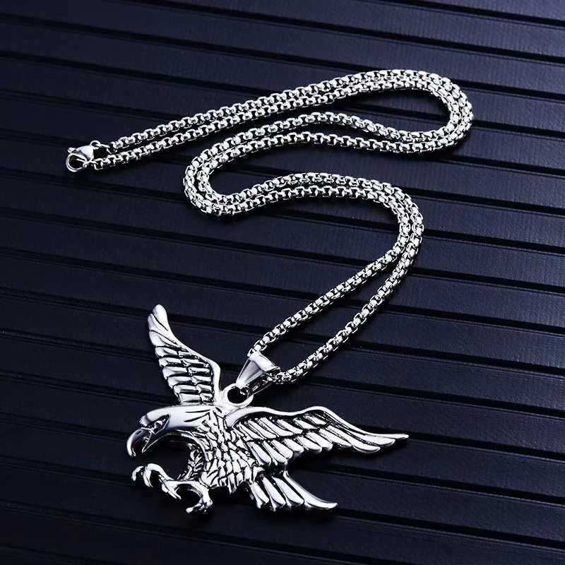 Stainss Steel Mens Necklace Titanium Steel Mens Eag Wing Pendant ropean and Fashion Trendy Jewelry Whosa W250718