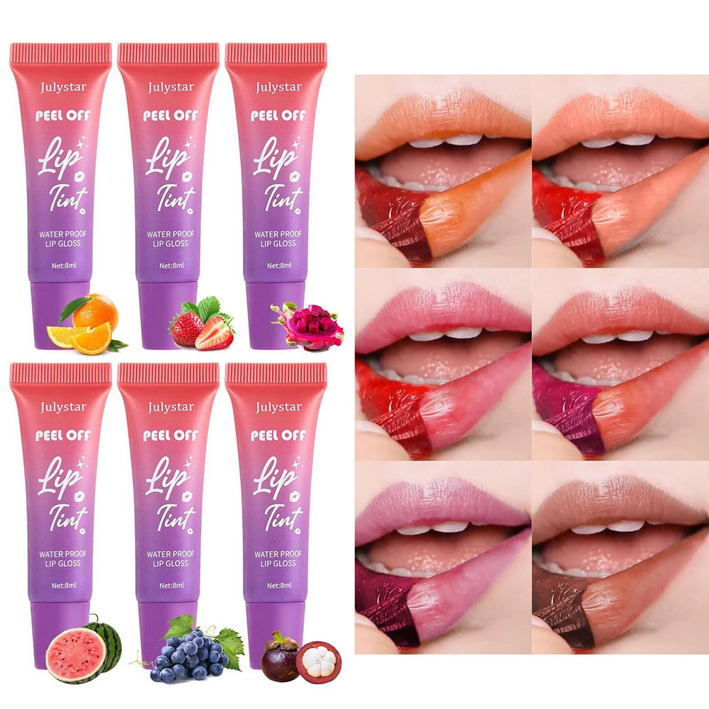 6 Colors Tear Off Lip Glaze Fruity Matte Liquid Lipstick Tint Color Dye Waterproof Lip Stain Lasting Makeup Peel Off Cosmetics 250717
