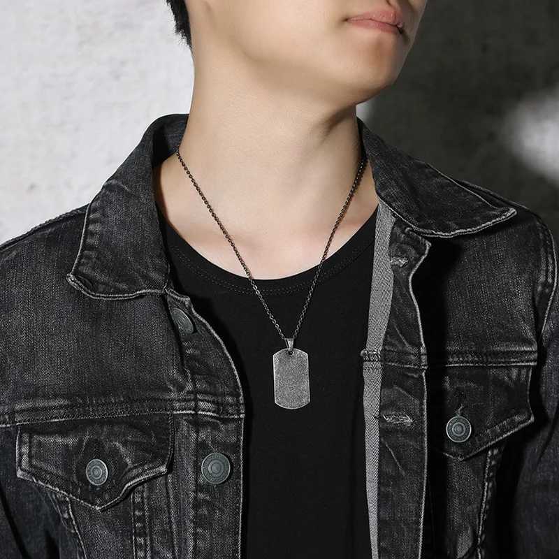 Personalized Dog Tag Necklaces for Men Retro Gray Stainless Steel Pendant Necklaces Soldier Tag Collars Gifts 20 inches W250718