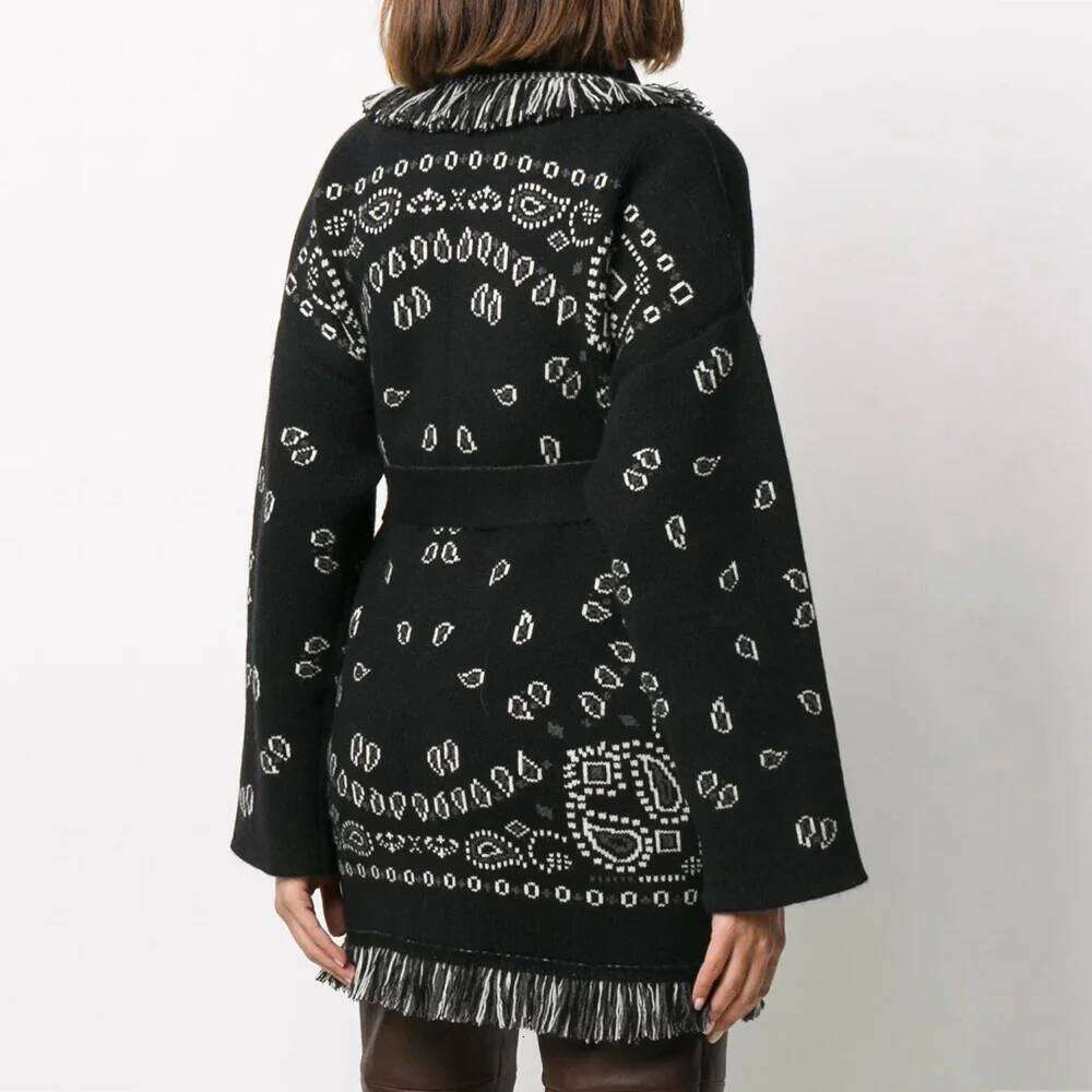 Designer Clothing WQJGR High Quality Jacquard Cardigan Sweater Women Wool Cashmere Kniited Tassel Loose Full Sleeve Fashion Autumn Winter Fashion