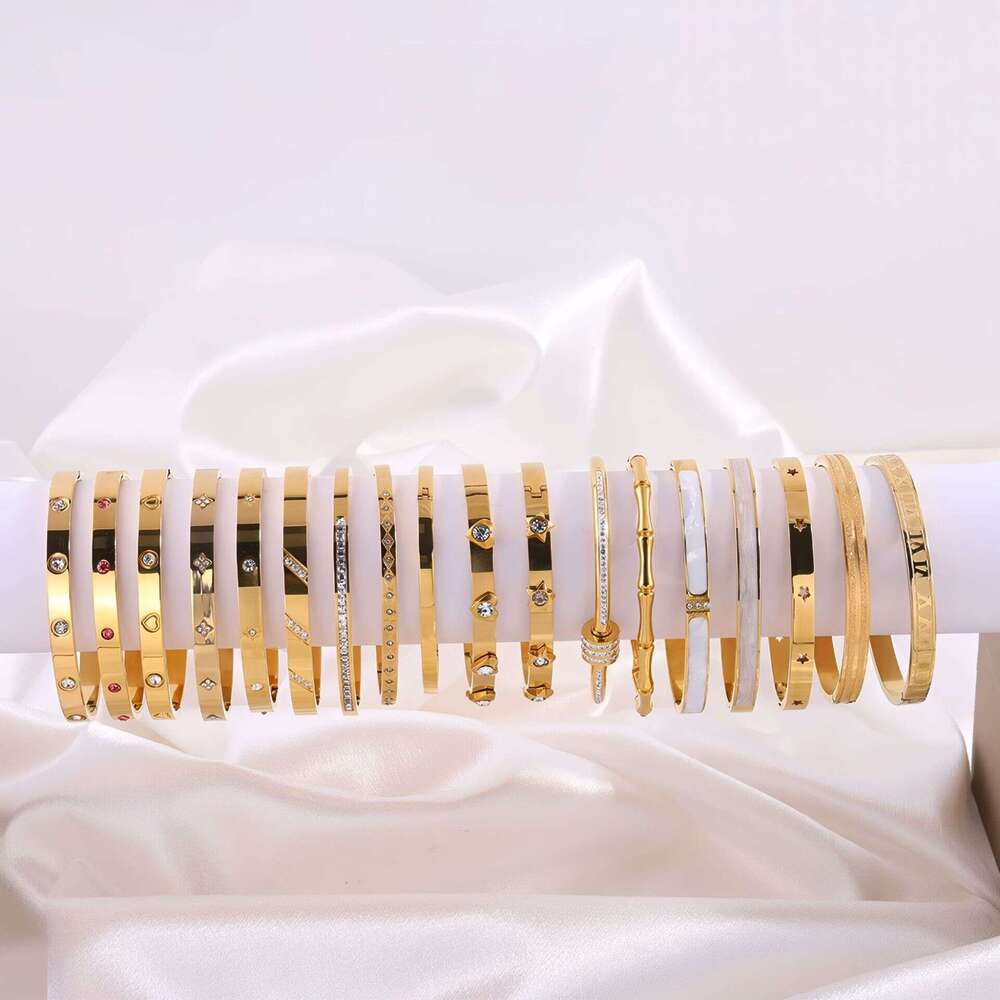 Titanium Fashion Starry Sky Women Round Full Dia Couple Stainless Steel Bracelet Jewelry