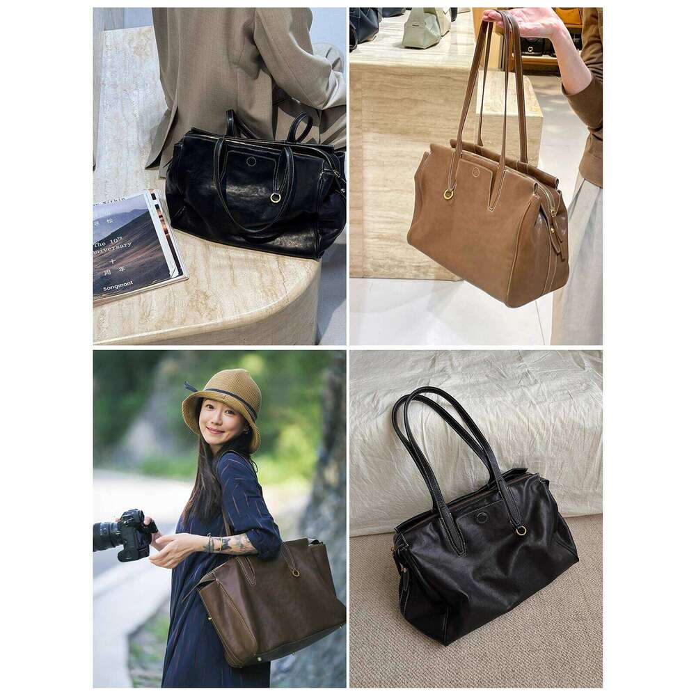 Autumn Winter Tote For Women Commuting Soft Leather Luxury Large Capacity Handbag Shoulder Boston Bag
