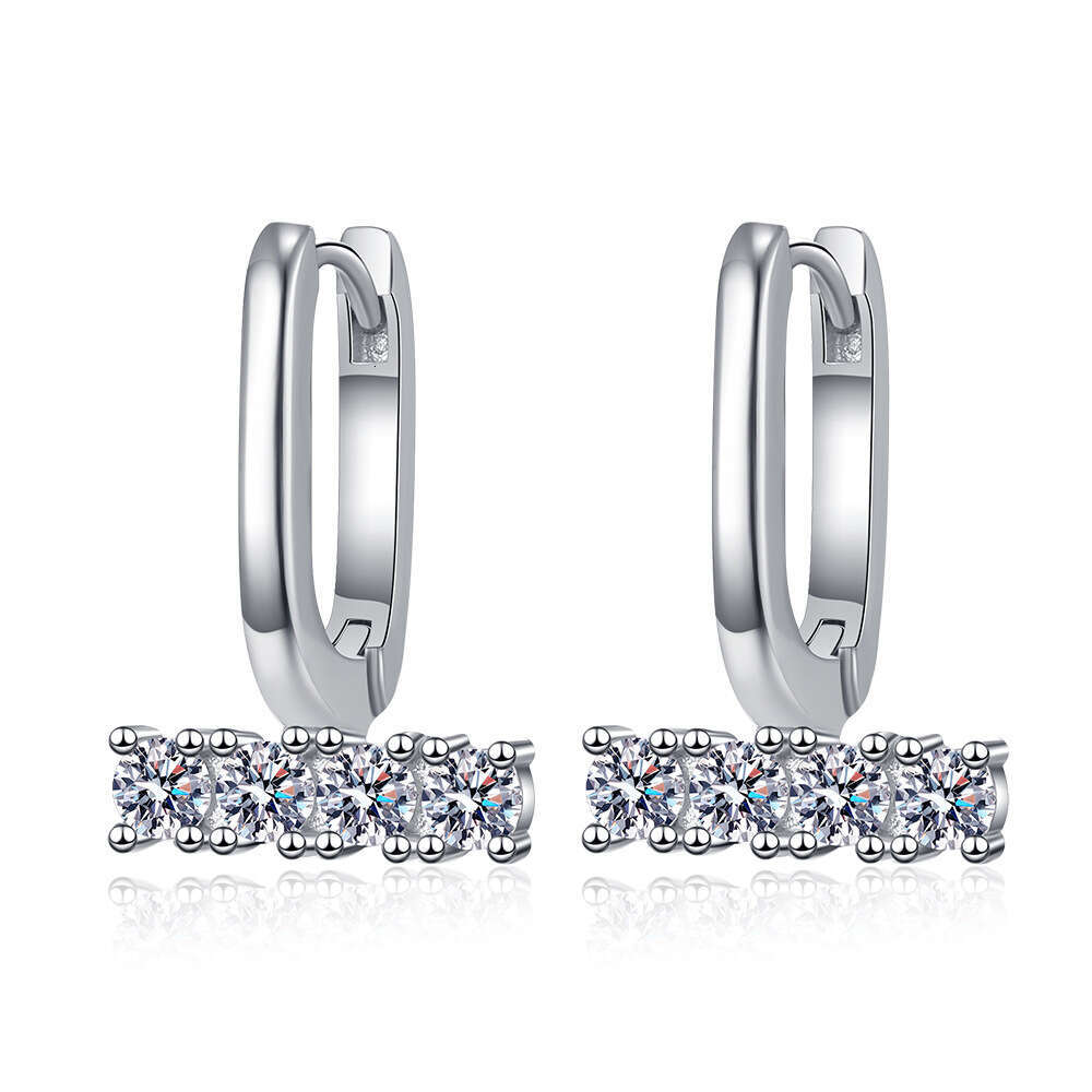 S Sier U-Shaped Star Style Single Dia 10 Points D Color Moissanite Stud Earrings for Women e4a