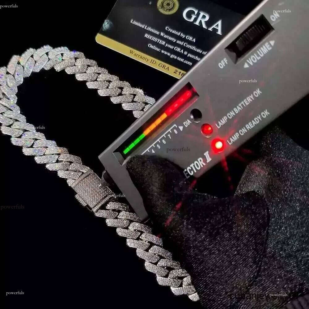 Designer Fashion Cuban Link Chain Pass Moissanite Dia Tester Miami Hip Hop Jewelry VVS Stone Shiny 3 Rows Men Women Sterling Sier Necklace