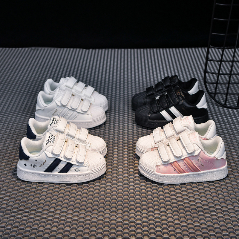 kid's Fashion Board Shoes Casual Shell Head Boys and Girls' Sports Shoes Versatile Soft Bottom Children's Shoes White Black Blue Pink S