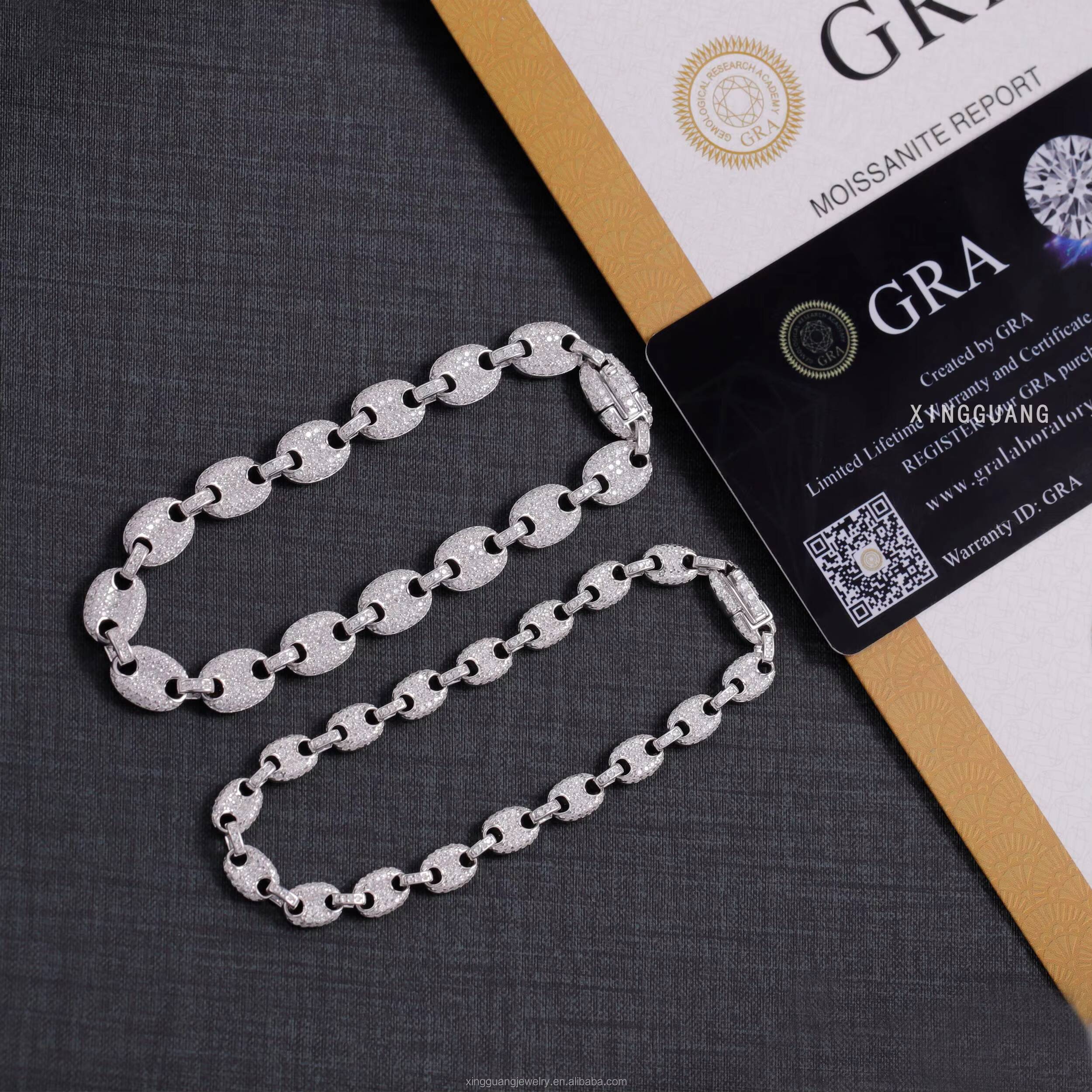 Ready to Ship Hip Hop Bracelets 6mm 8mm Width S925 Silver With Ice Out Moissanite GRA Certificate Fashion Jewelry Bracelets