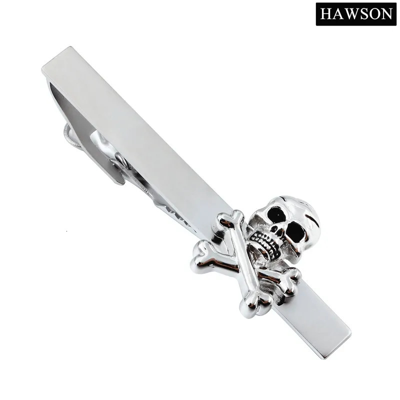 HAWSON Tie Clips for men Bar with Skull Skeleton n Casual mens Party Jewelry Accessories Gifts 250715