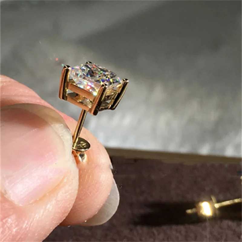 4/5/6/7/8MM Square Stud Earrings for Women Men Silver Gold Color Princess Cut Zircon Ear Bone Studs Daily Party Jewelry XJ250718