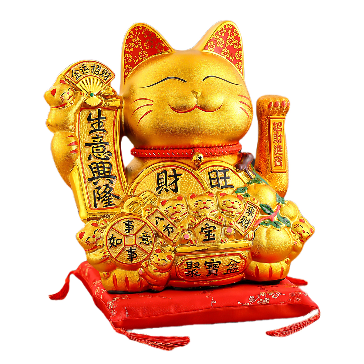 Modern Ceramic Good Fortune Cats with Gold Plated Finish - Perfect for Interior Decorating Electric shaking hand Handmade Painting