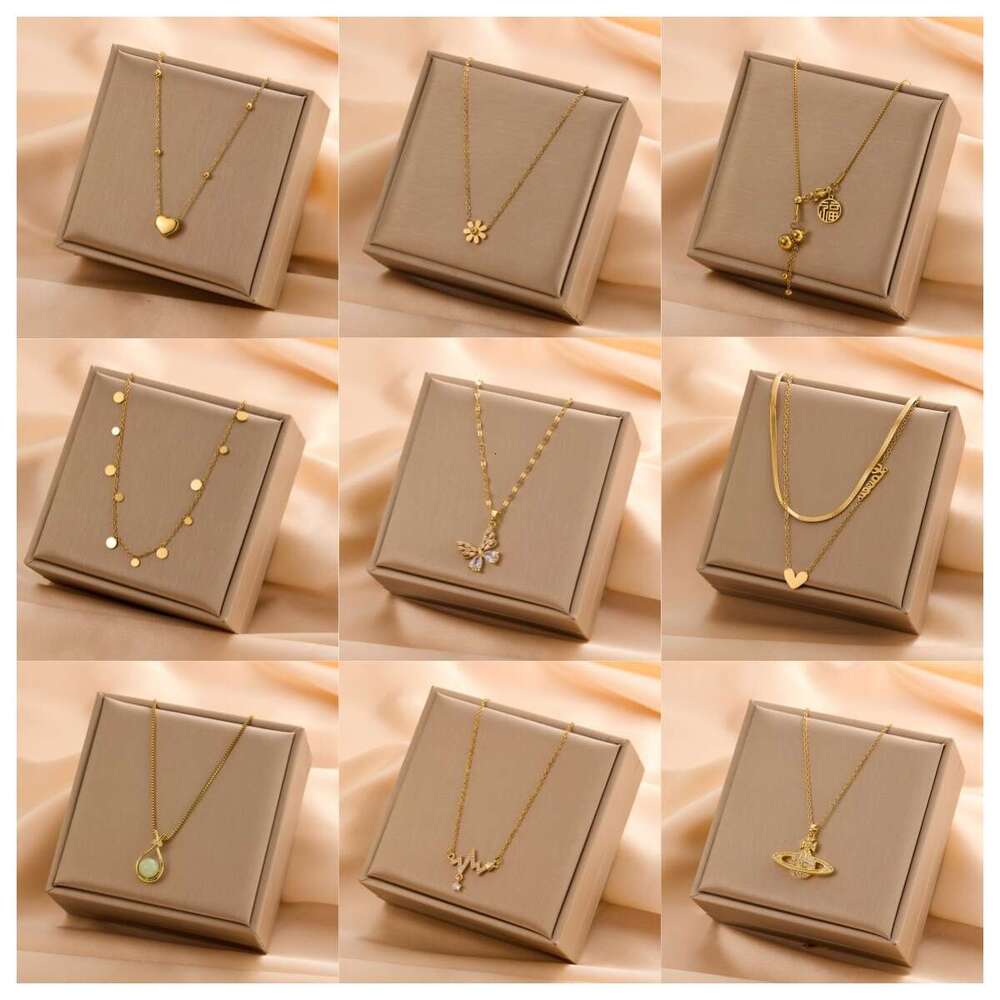 Fashion New Style Dia-Studded Titanium Steel designer Necklace for Women Versatile Ins Internet Celebrity Liht Clavicle Chain Eleant Hih-End Feel