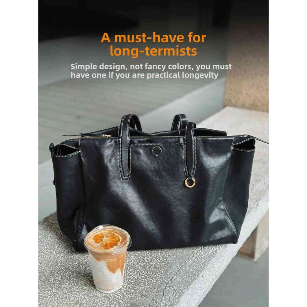 Autumn Winter Tote For Women Commuting Soft Leather Luxury Large Capacity Handbag Shoulder Boston Bag