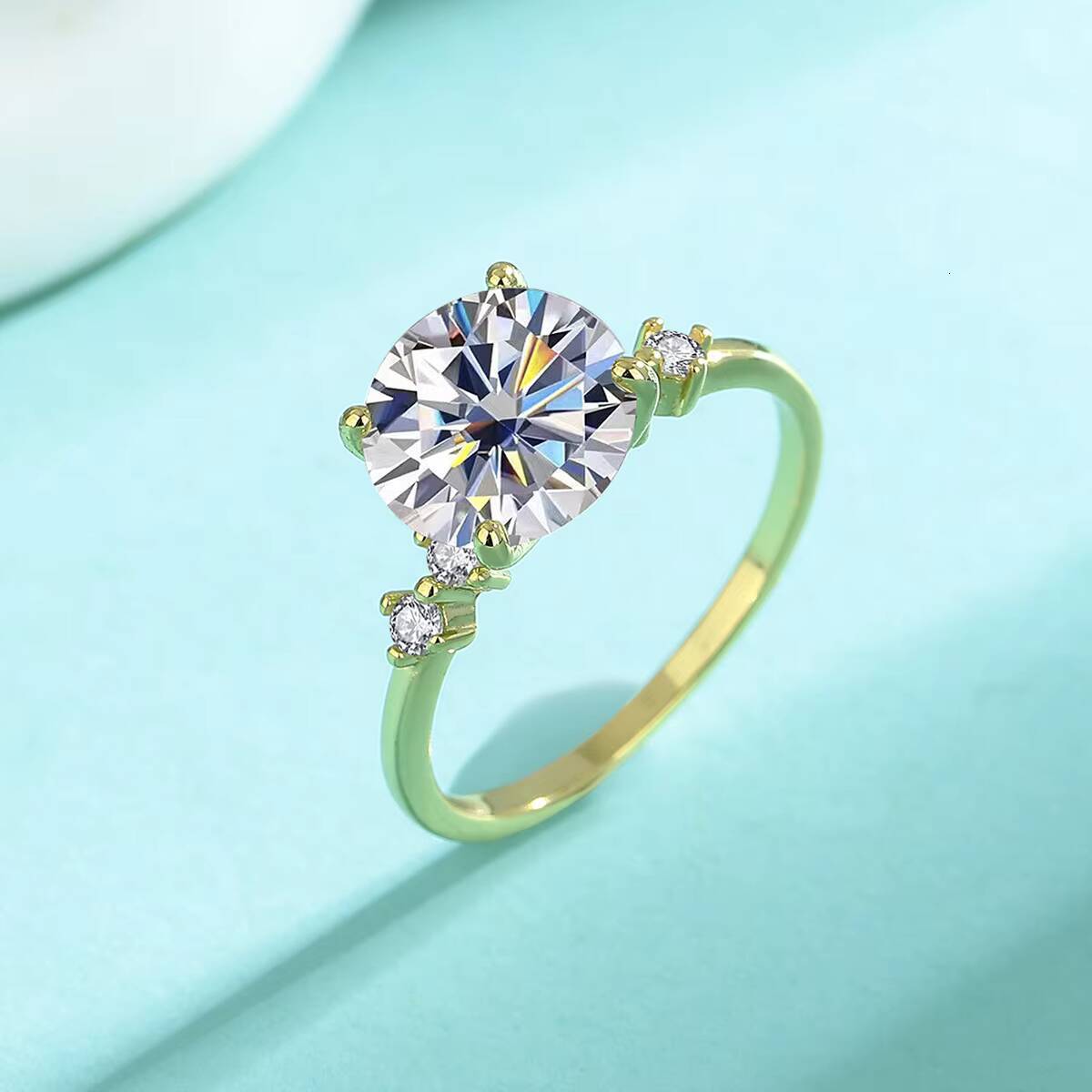 Romantic 3ct D Color Moissanite Rings New Trendy 925 Sterling Silver Fine Jewelry for Women Girls Wedding Engagement Gift