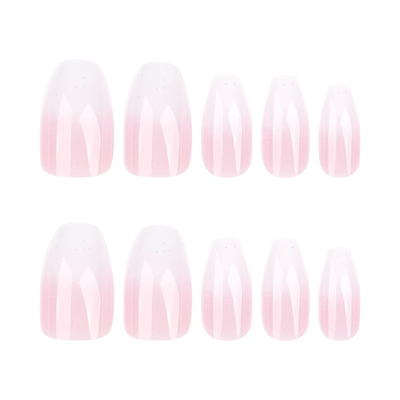 Simple wear powder white gradient spliced wearable nail art pieces short ballet-style fake nails