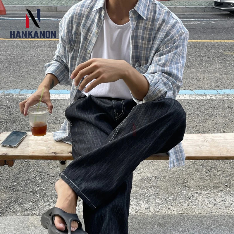 Oversized Korean Style Loose Long Sleeve ShirtMens Thin Coat INS Plaid ShirtUnisexOutdoor Camping Casual Top 250717