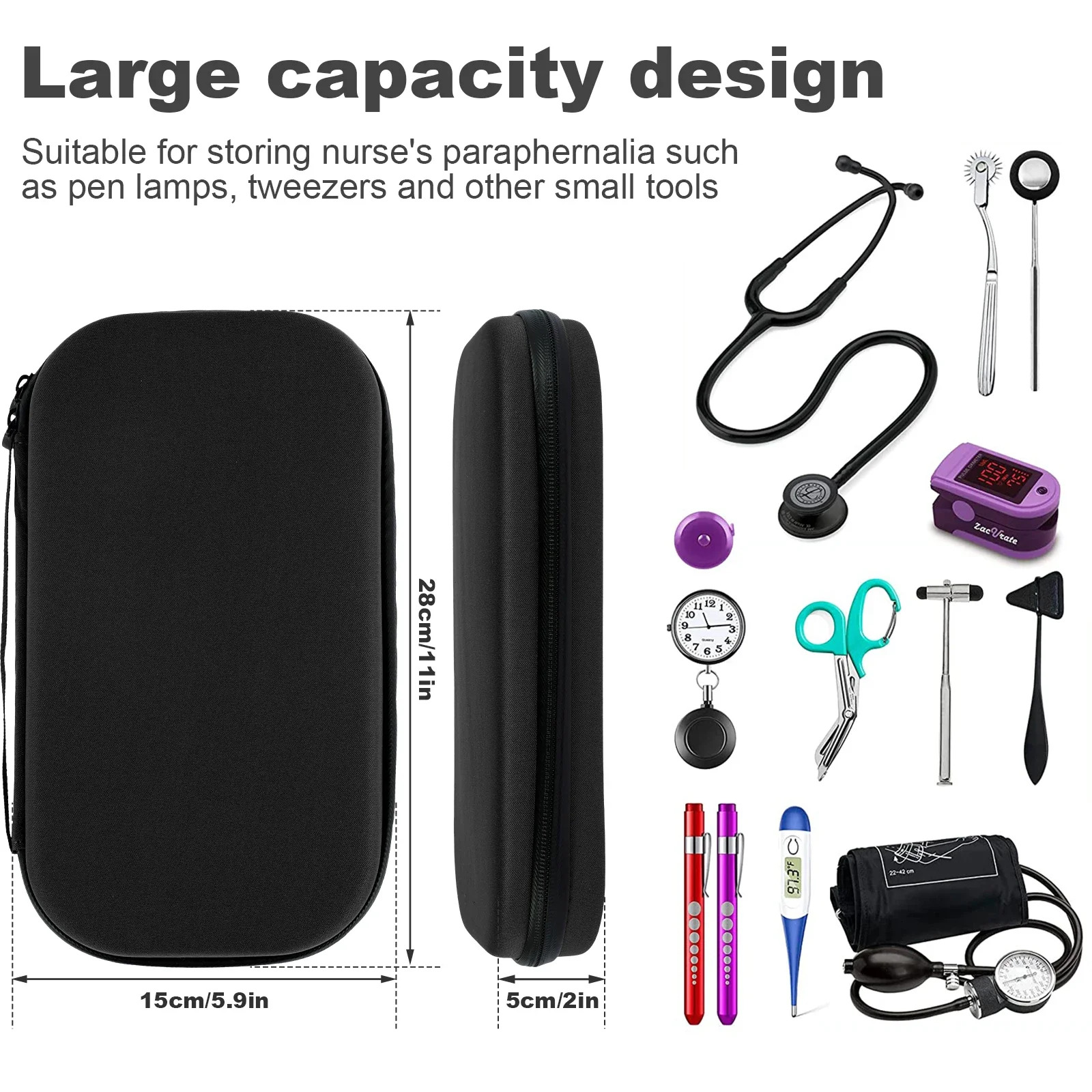 Portable Stethoscope Storage Box with Mesh Bag Travel Carrying Case Hard Drive EVA Pen Medical Organizer for 3M Littmann ADC