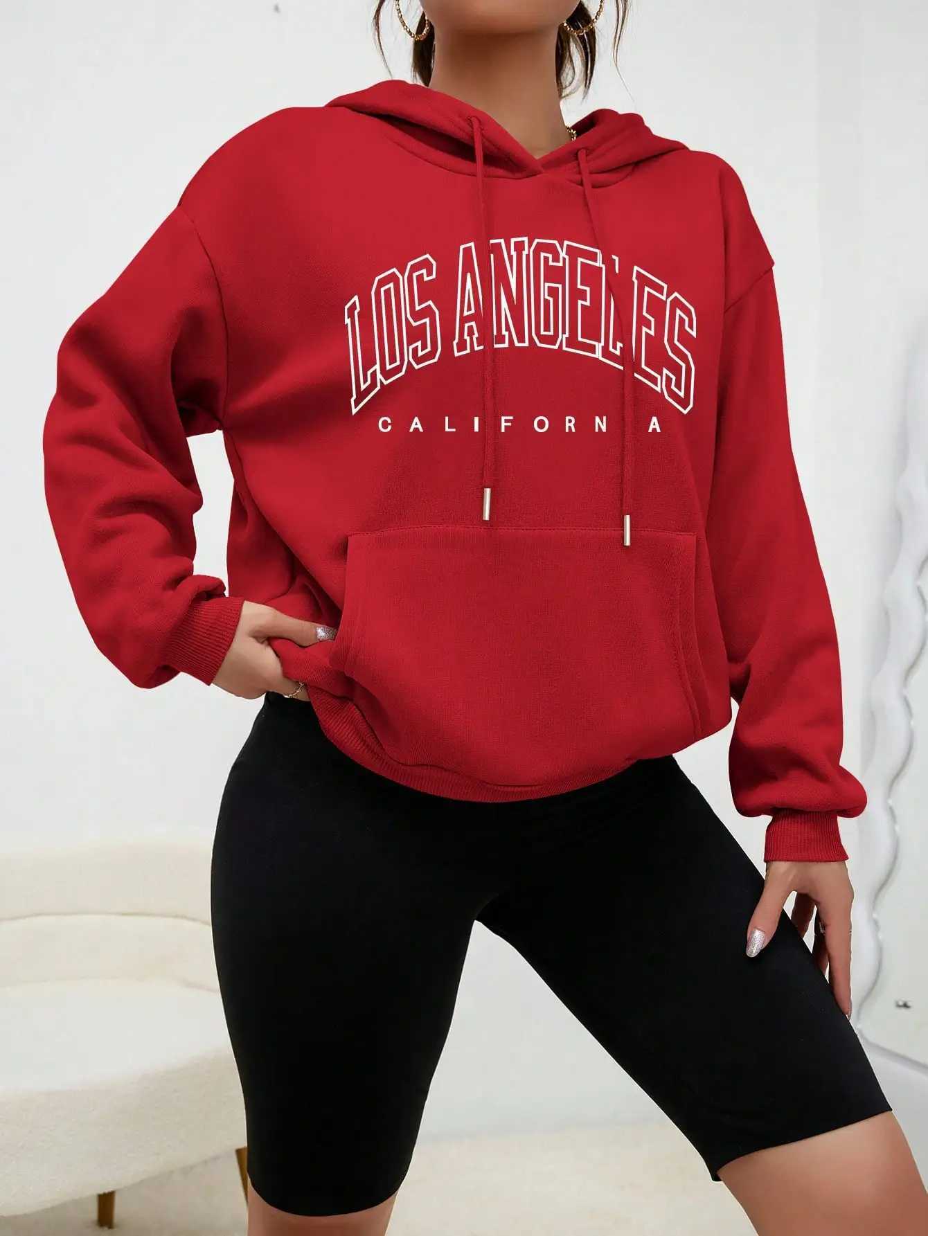 Los Angeles Art Letter Design Women Hoodies American Style Casual Hoody Autumn Hip Hop Female Hoodie Casual Fleece Clothing Z250719
