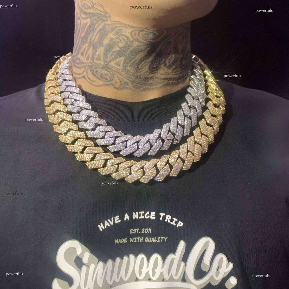 Top Sale Hip Hop Jewelry Sterling Sier Iced Out Lab Dia Necklace 15mm Cuban Link Chain Moissanite