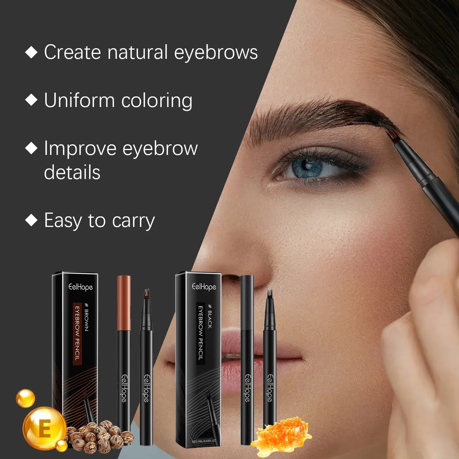 4 Forks Eyebrow Pencil Long Lasting Waterproof No Creasing No Separation Natural Black Dark Brown Liquid Eye Brows Pen 3PCS/SET 250712