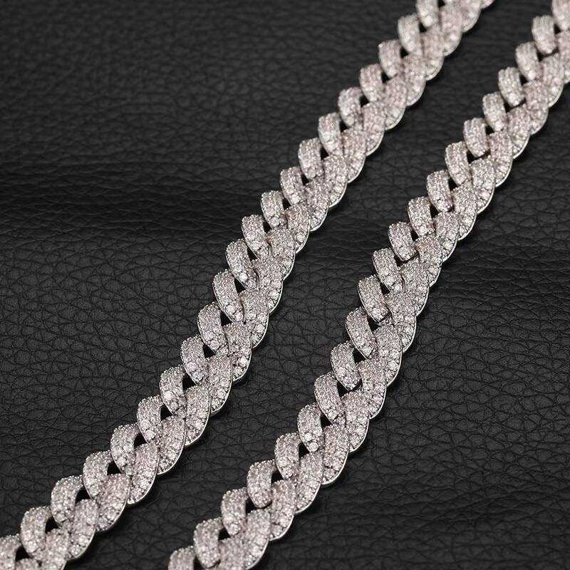 8mm 5A Synthetic Zirconia Iced Out Fashion Jewelry Necklaces Men Bracelets Women Mens Brass 18K Gold Plated Cuban Link Chain