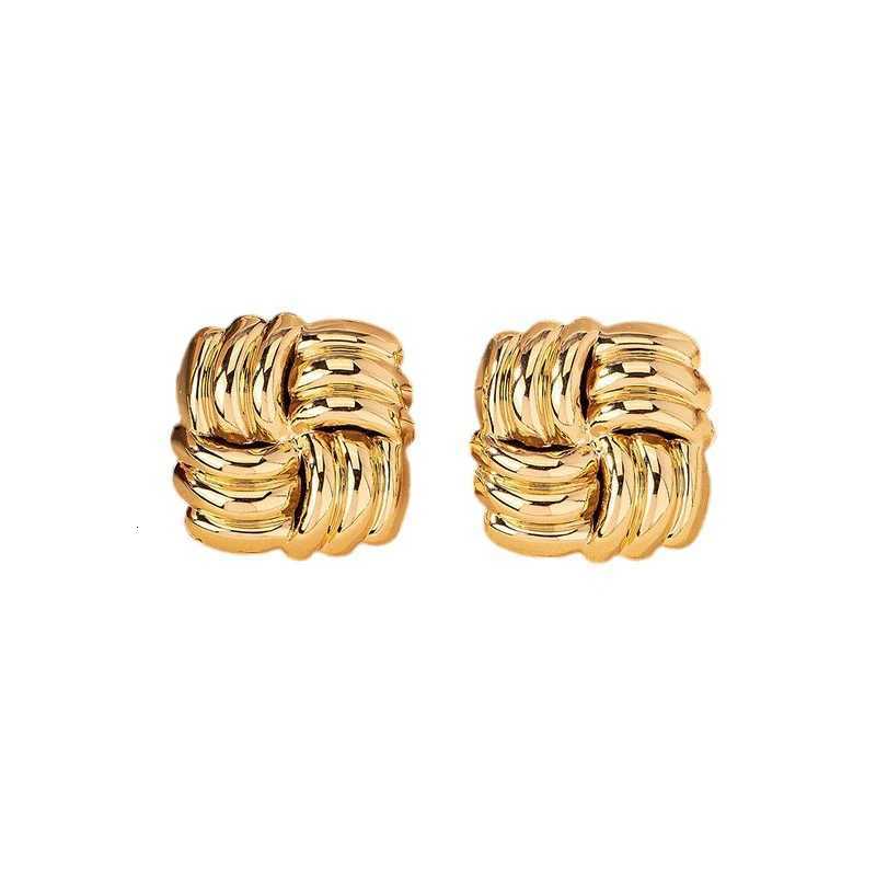 Square Personality Smooth Trend Fashion Women Stud Earrings Simple Gold Color Party Gifts Jewelry Exquisite Accessories RG0071 XJ250718