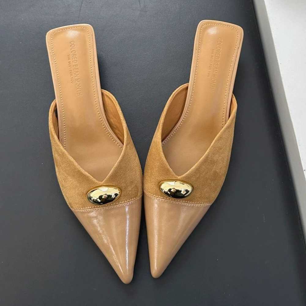 Metal Buckle Pointed Toe Mules Elegant Low Heel Slippers Fem Brand Designer Sandals for Women Pumps Y250716
