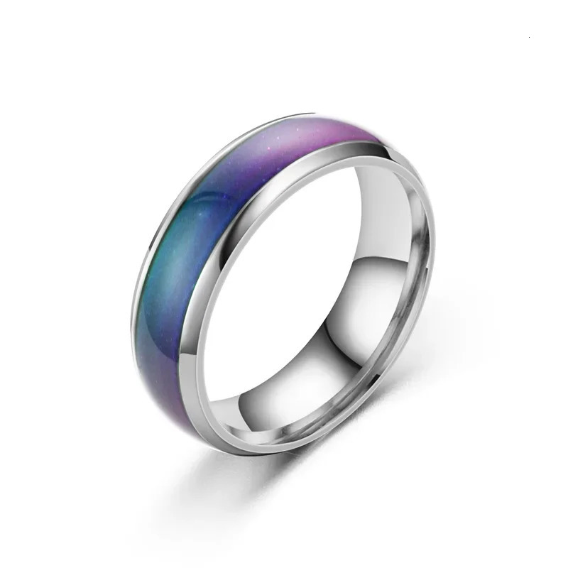 6MM Changing Color Stainless Steel Rings For Women Mood Emotion Feeling Temperature Ring Men Couples Fashion Jewelry Gift 250716