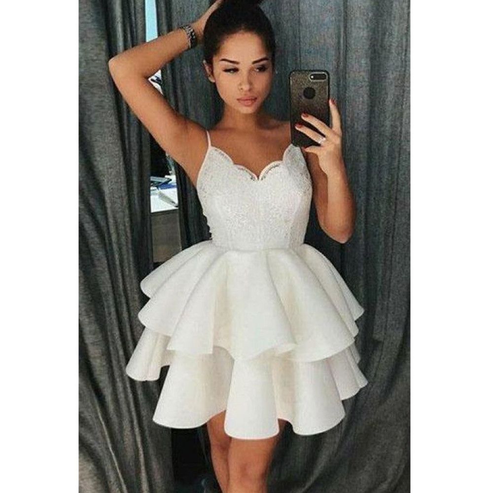 2024 Short Party Dresses Homecoming Dress Straps Applique Zipper Petal Powe Mini Gown For Girls Vestidos Cortos Elegantes Customized