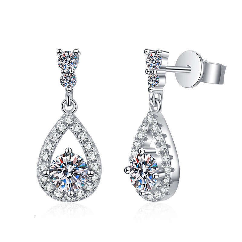 New Pure Sier High-end Feel 50 Points Moissanite Earrings for Women b3a