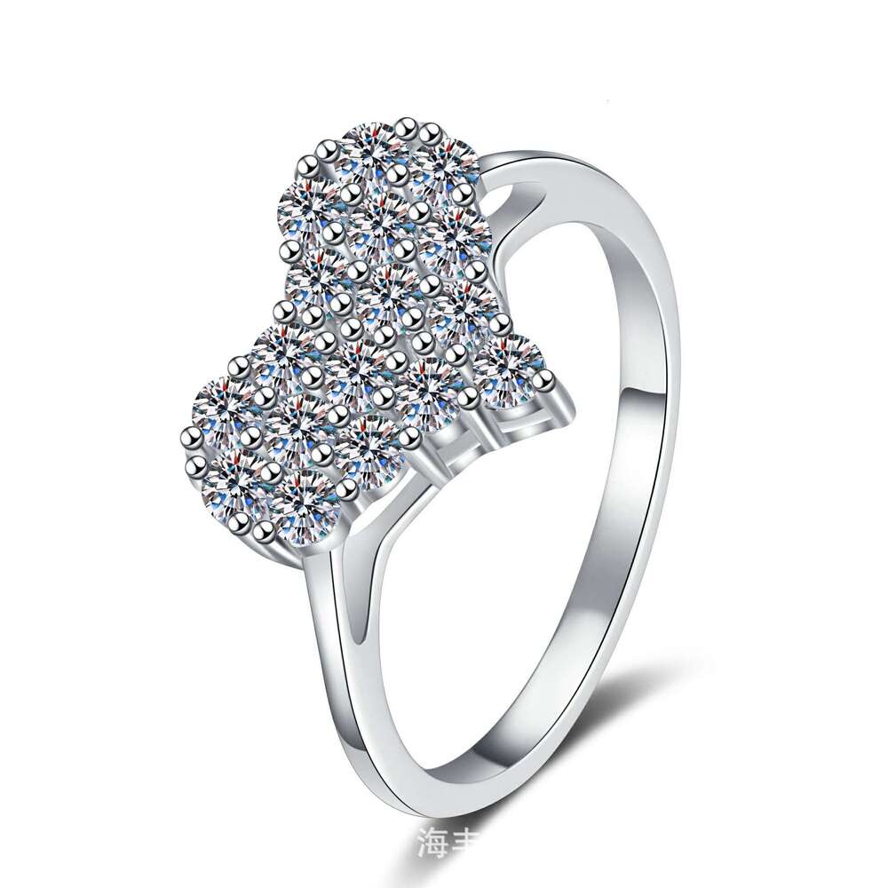 S Pure Silver Diamond Engagement Cluster Set Moissanite Heart Full Ring for Women 0a9
