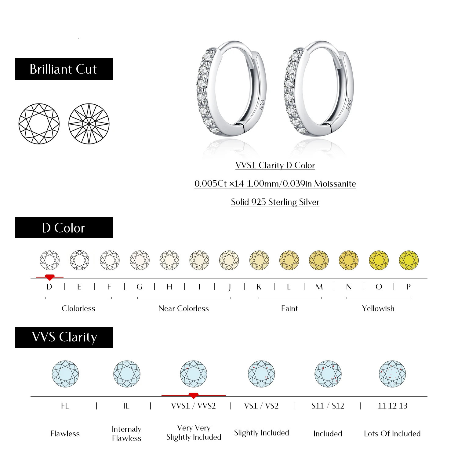 MODIAN D Color Sparkling Earrings 925 Sterling Silver Classic Shining Circle Hoop Earrings For Women Fine Jewelry 250716
