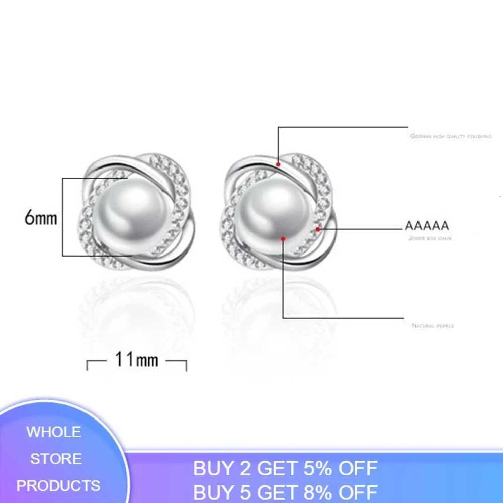 925 Sterling Silver Earrings Zircon Pearl Twist Luxury Stud Earrings For Women XJ250718