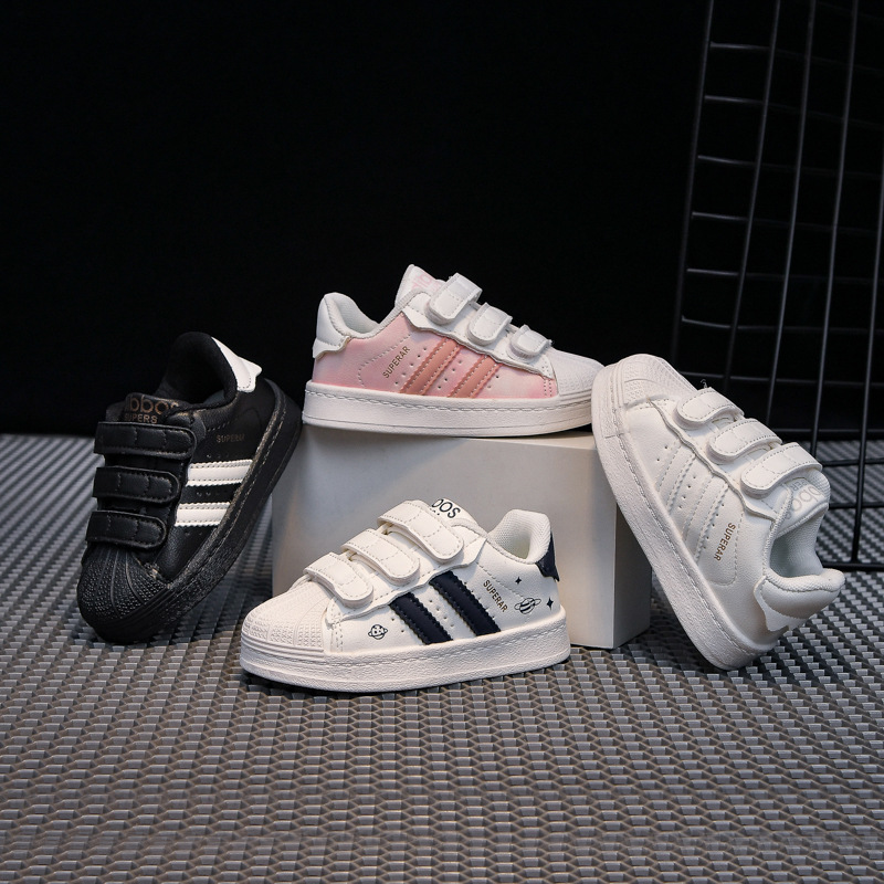 kid's Fashion Board Shoes Casual Shell Head Boys and Girls' Sports Shoes Versatile Soft Bottom Children's Shoes White Black Blue Pink S