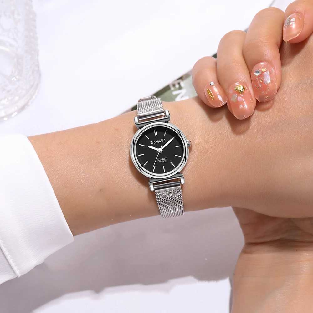 Trendy Small Dial Silver Mesh Steel Quartz Women Girl Watch W250718