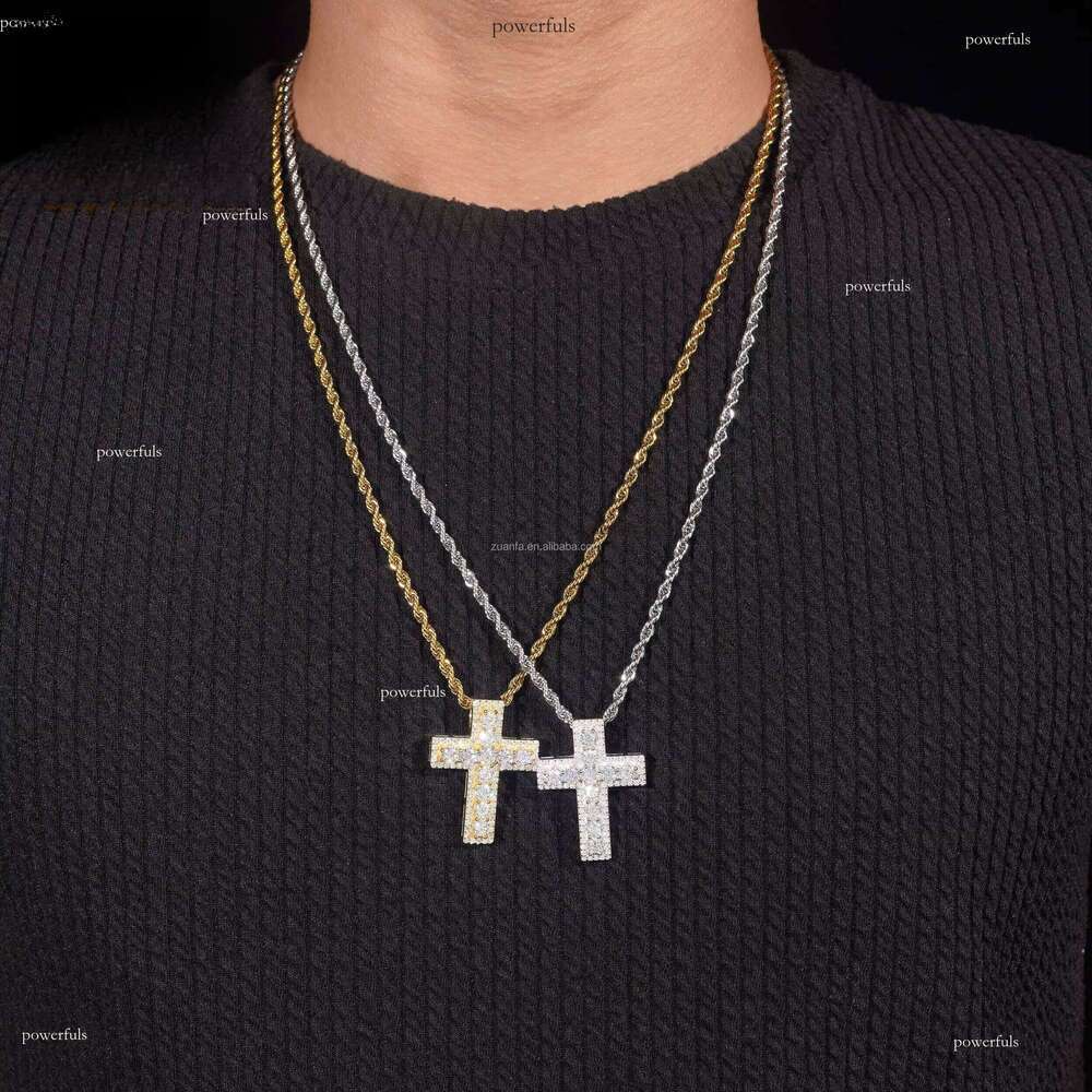 Unique Design Rapper Trendy Jewelry Iced Out Hip Hop S 14k Gold Plated VVS1 Moissanite Cross Pendant from US Warehouse