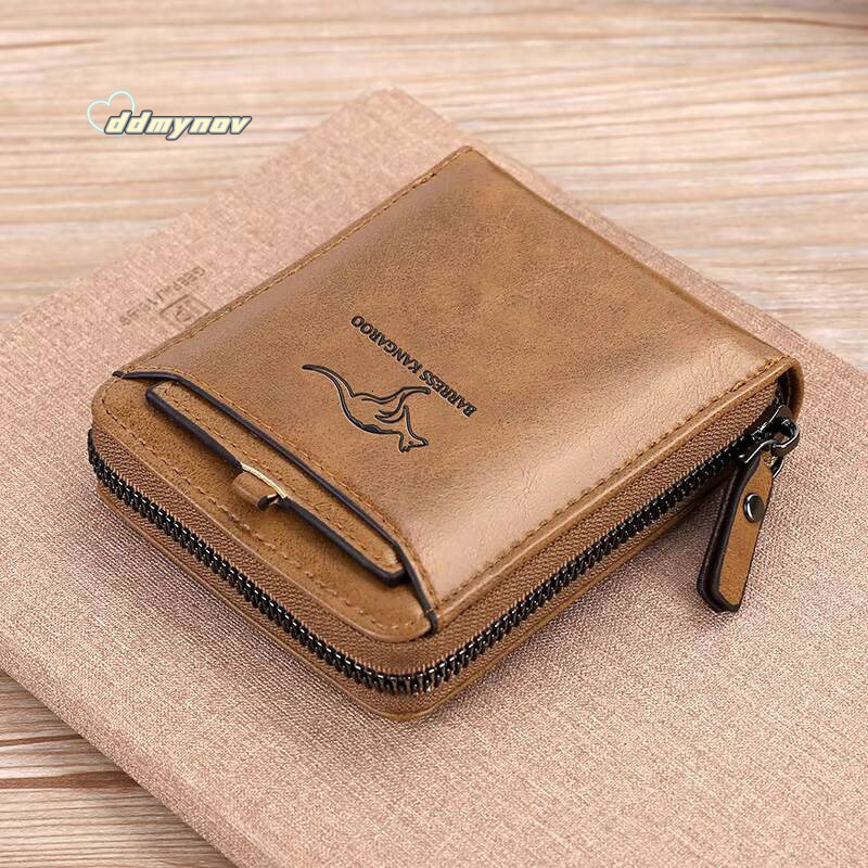Leather Wallet for Men Fashion Cardholder Luxury Designer Purse with Zipper Card Holder Short Money Bag Man Gift Mens ddmynov