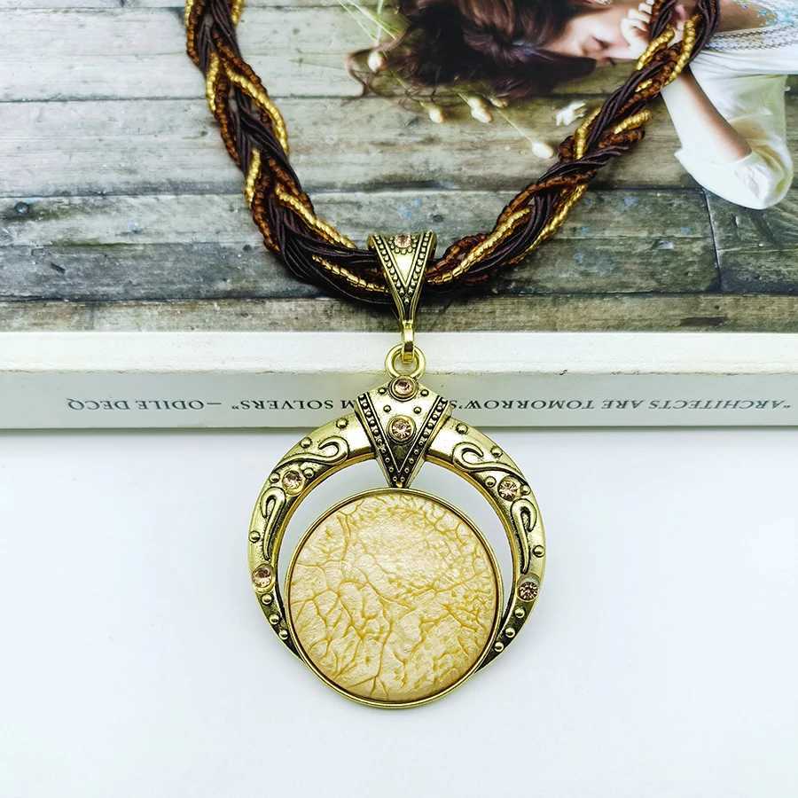 2025 New Fashion Multi-layer Beads Chain Crystal G Stone Pendant Necklaces Boho Statement Jewelry AN001 W250718