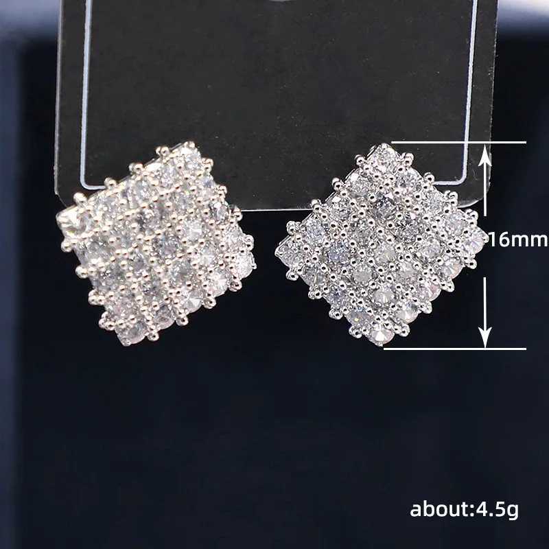 925 Sterling Silver Geometric Lab Diamond Stud Earrings Party Wedding Earrings for Women Men Promise Birthday Jewelry Gift XJ250718