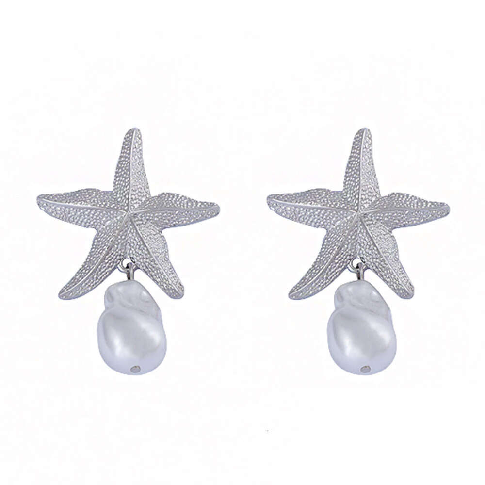 ZA Summer Simple Fashionable Alloy Starfish Imitation Pearl Women's Earrings Beach Vacation Style