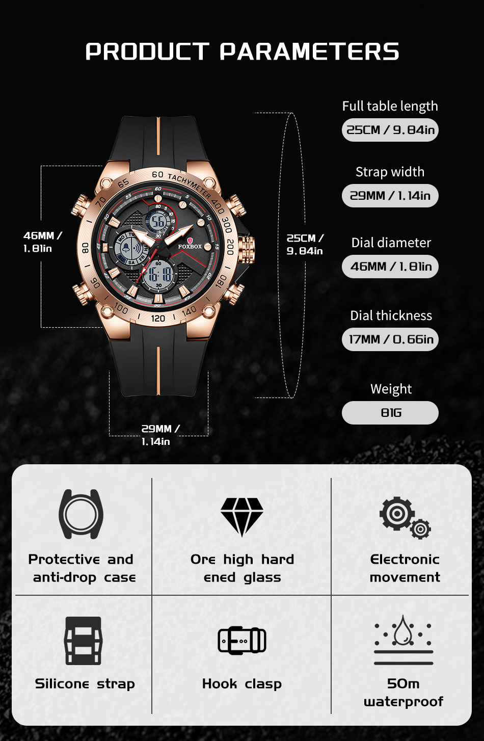 LIGE Men's Quartz Electronic Dual Display Watch Multifunctional Electronic Watch Chronograph Alarm Clock Weekly and Monthly Display 24 Hours Stud