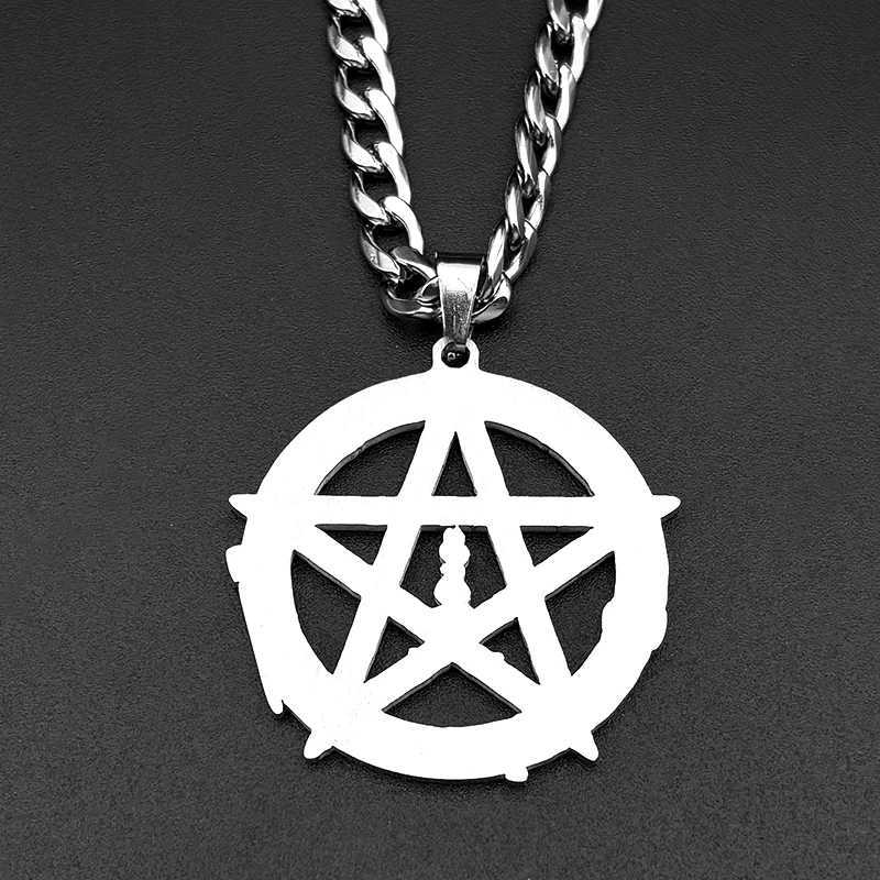 Witchcraft Gothic Pentagram Necklace For Men Stainless Steel Gold Color Tetragmaton and Amulet Necklaces Jewelry W250718