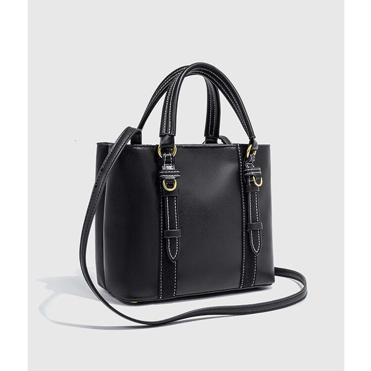 Leather Bag Bucket Bag Tote Bag Trendy Women S New Black Mini City Handbag Crossbody Versatile Shoulder Bucket Bag