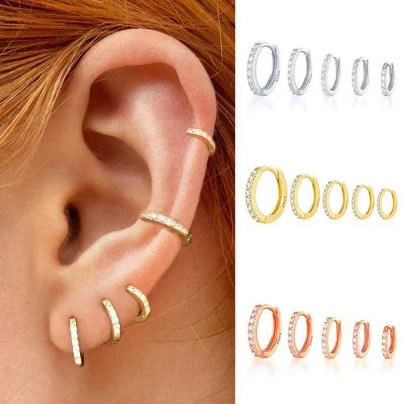 2PC/Set Stainless Steel Minimal Hoop Earrings Crystal Zirconia Small Huggie Thin Cartilage Earring Helix Tragus Piercing Jewelry XJ250718